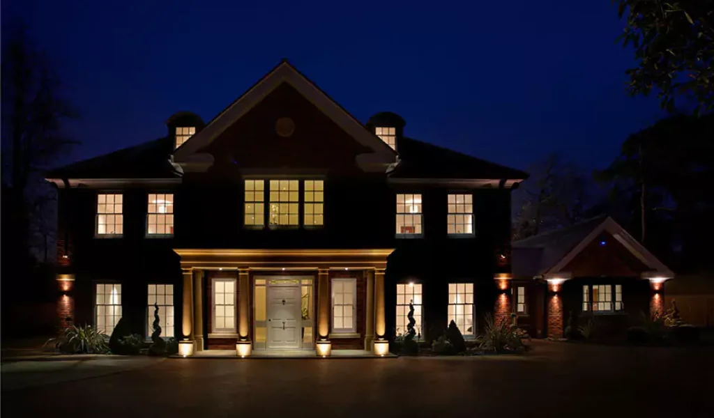 luxury mansion at night